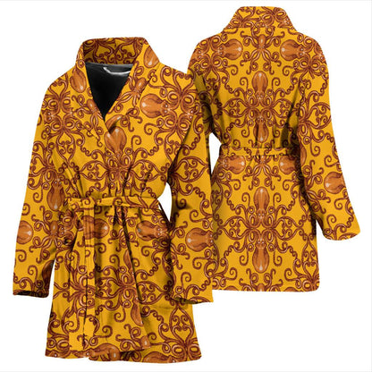Octopus Background Design Print Women Bath Robe-JTAMIGO.COM