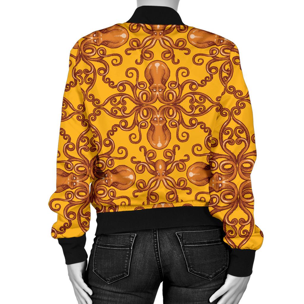 Octopus Background Design Print Women Casual Bomber Jacket