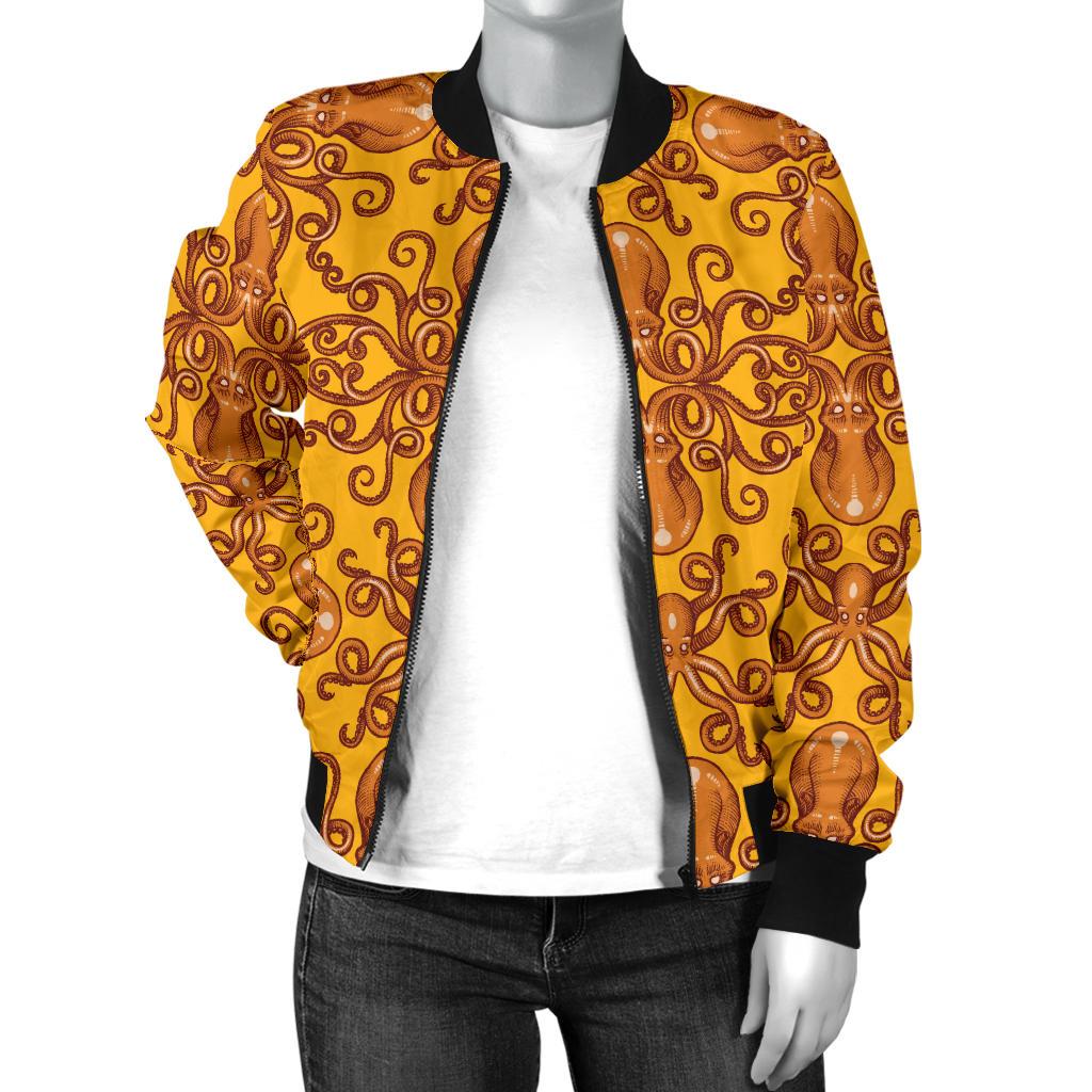 Octopus Background Design Print Women Casual Bomber Jacket