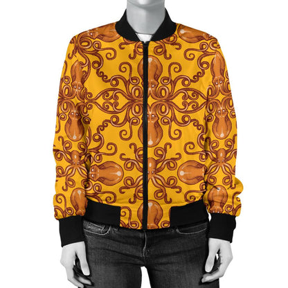 Octopus Background Design Print Women Casual Bomber Jacket