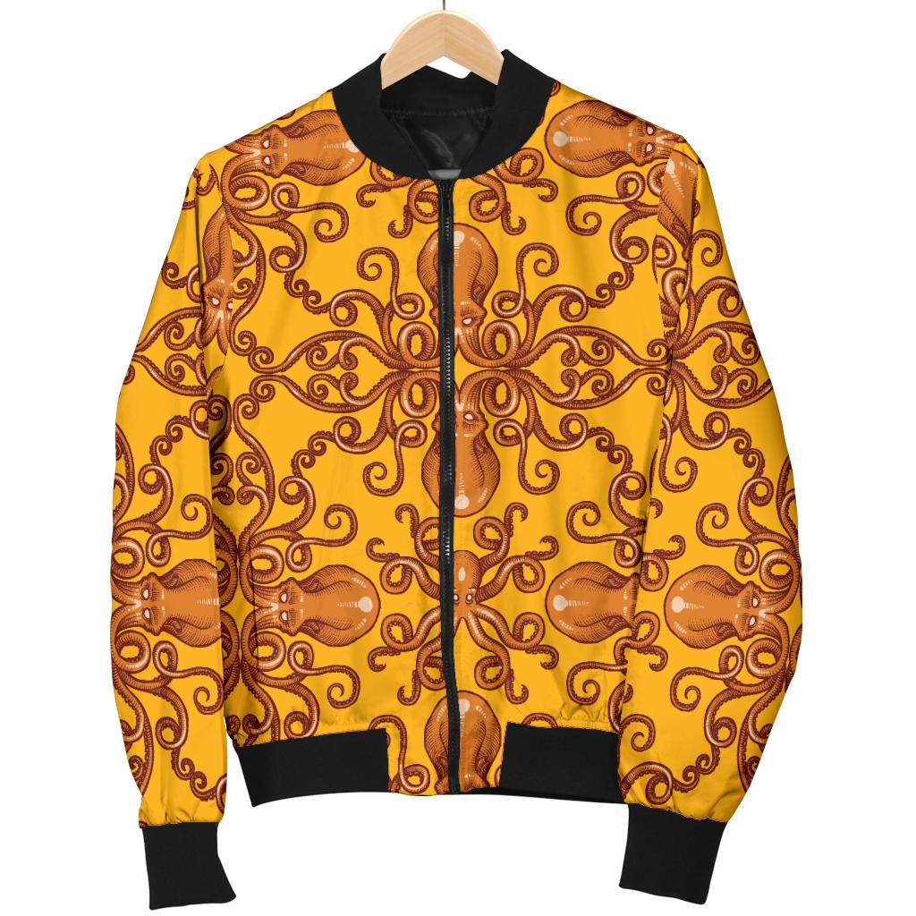 Octopus Background Design Print Women Casual Bomber Jacket