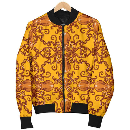 Octopus Background Design Print Women Casual Bomber Jacket