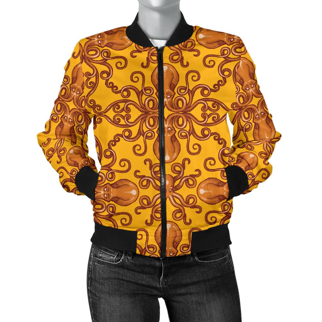 Octopus Background Design Print Women Casual Bomber Jacket