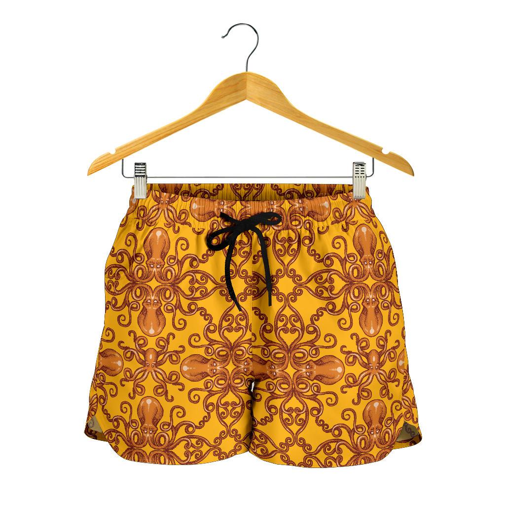 Octopus Background Design Print Women Shorts-JTAMIGO.COM