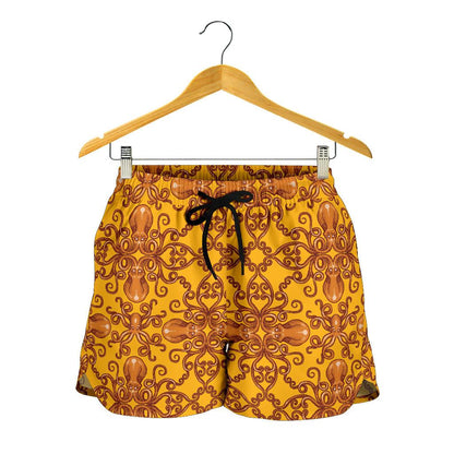 Octopus Background Design Print Women Shorts-JTAMIGO.COM