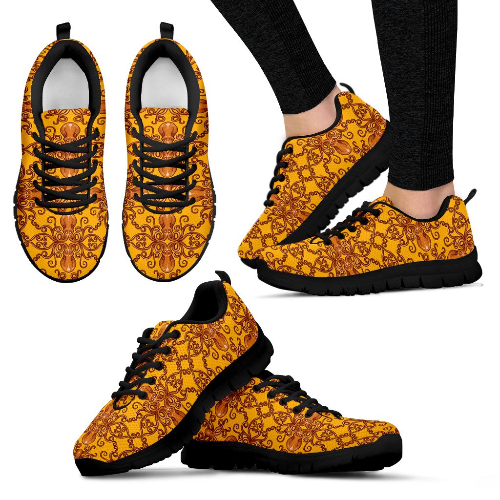 Octopus Background Design Print Women Sneakers Shoes