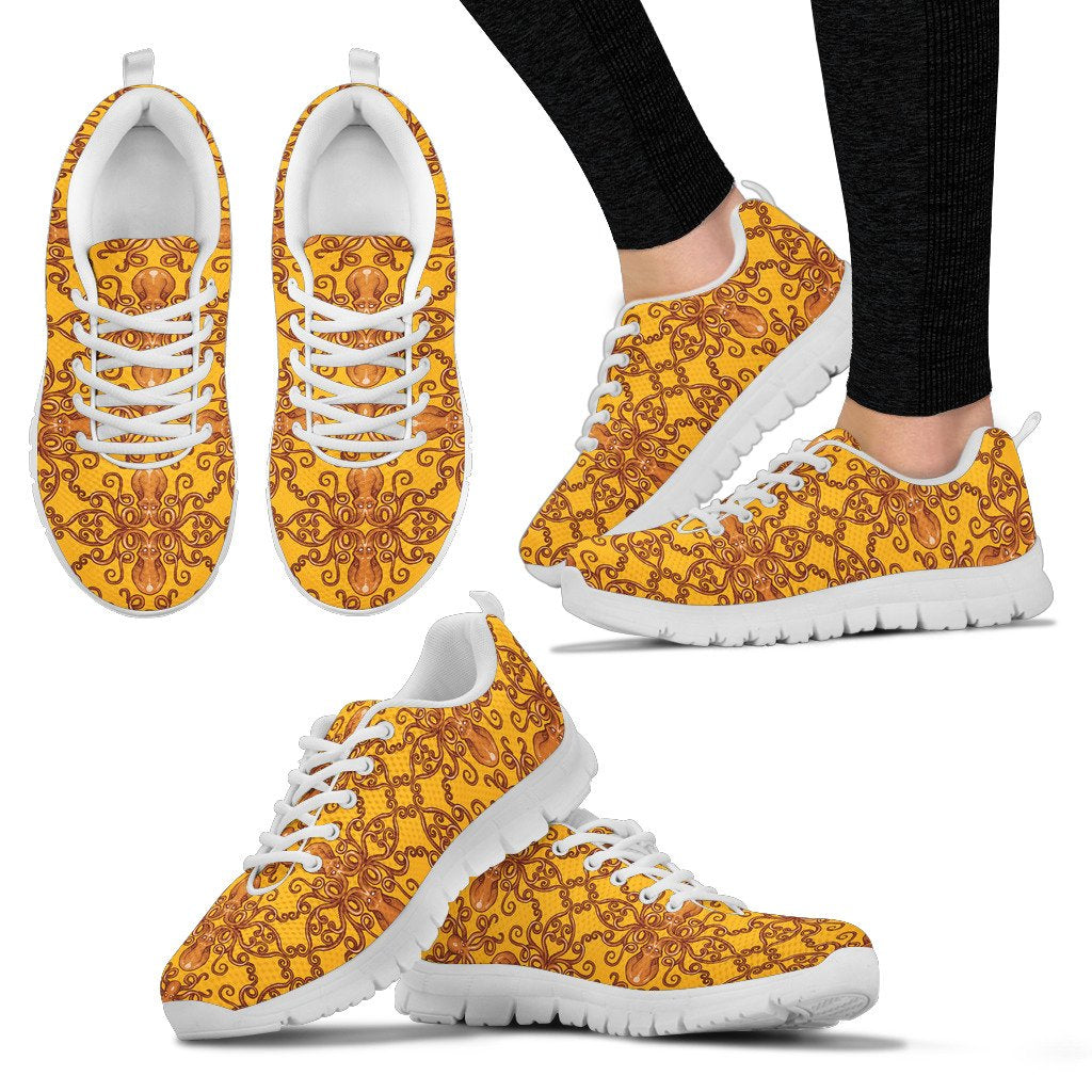 Octopus Background Design Print Women Sneakers Shoes
