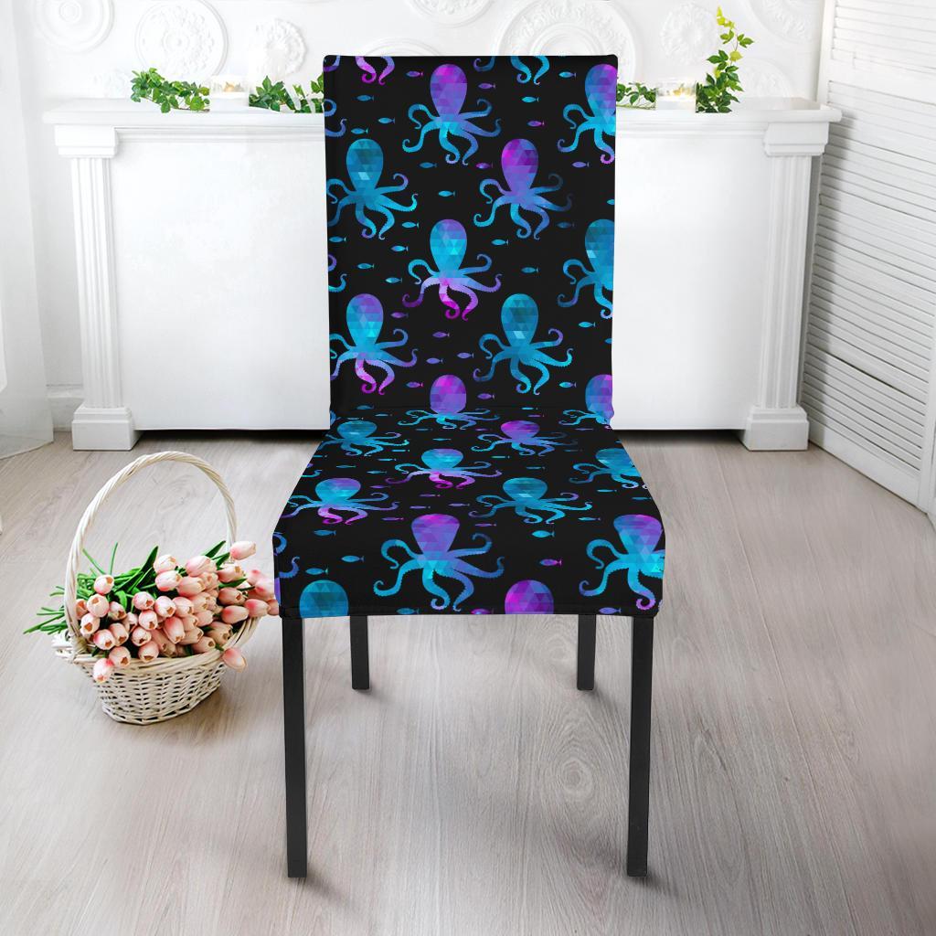 Octopus Blue Design Print Themed Dining Chair Slipcover-JTAMIGO.COM