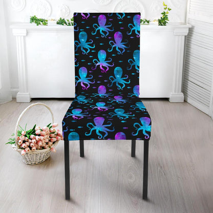 Octopus Blue Design Print Themed Dining Chair Slipcover-JTAMIGO.COM