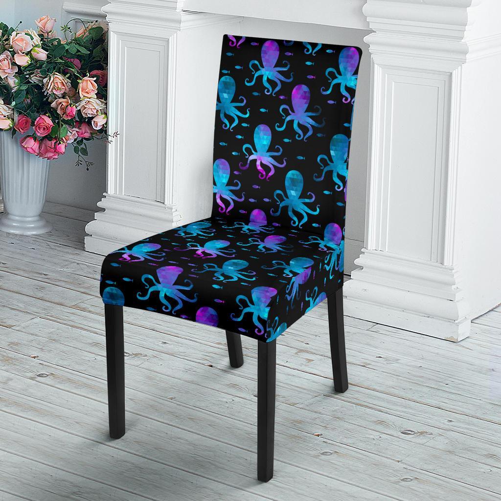 Octopus Blue Design Print Themed Dining Chair Slipcover-JTAMIGO.COM