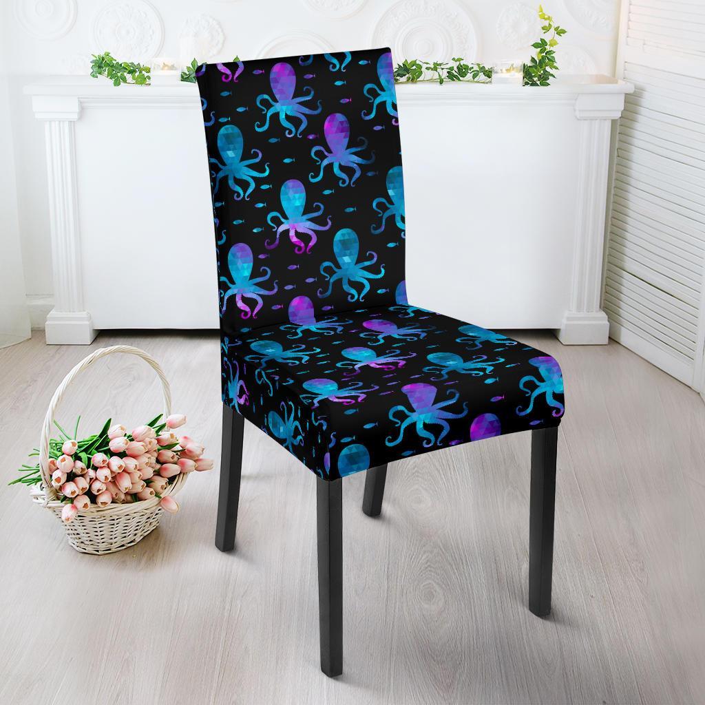 Octopus Blue Design Print Themed Dining Chair Slipcover-JTAMIGO.COM