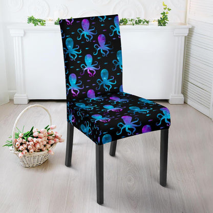 Octopus Blue Design Print Themed Dining Chair Slipcover-JTAMIGO.COM