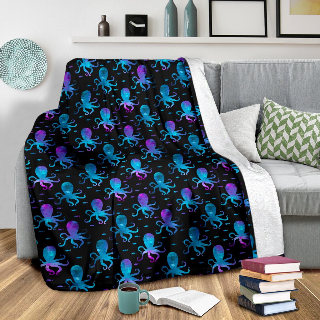 Octopus Blue Design Print Themed Fleece Blanket
