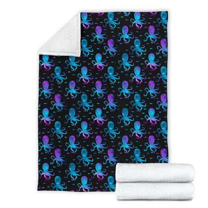 Octopus Blue Design Print Themed Fleece Blanket