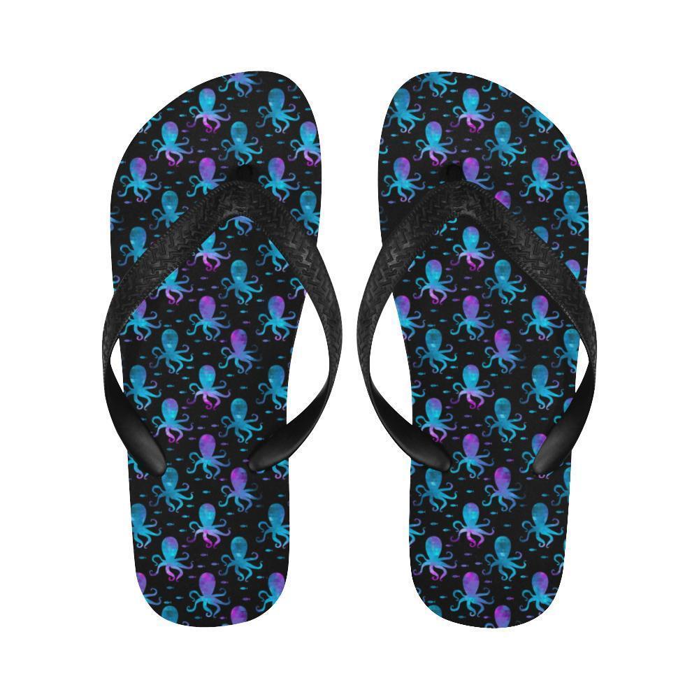 Octopus Blue Design Print Themed Flip Flops-JTAMIGO.COM