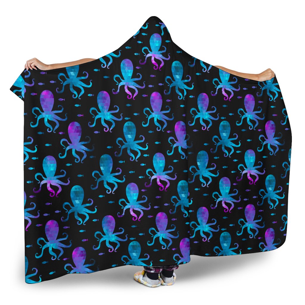 Octopus Blue Design Print Themed Hooded Blanket-JTAMIGO.COM