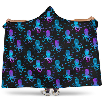 Octopus Blue Design Print Themed Hooded Blanket-JTAMIGO.COM
