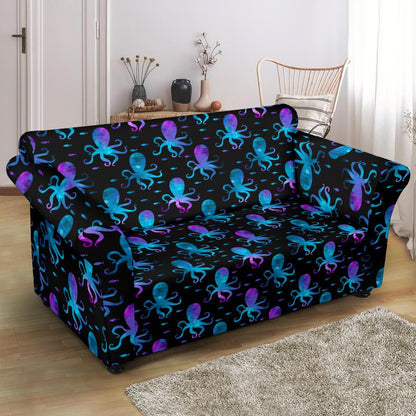 Octopus Blue Design Print Themed Loveseat Slipcover-JTAMIGO.COM