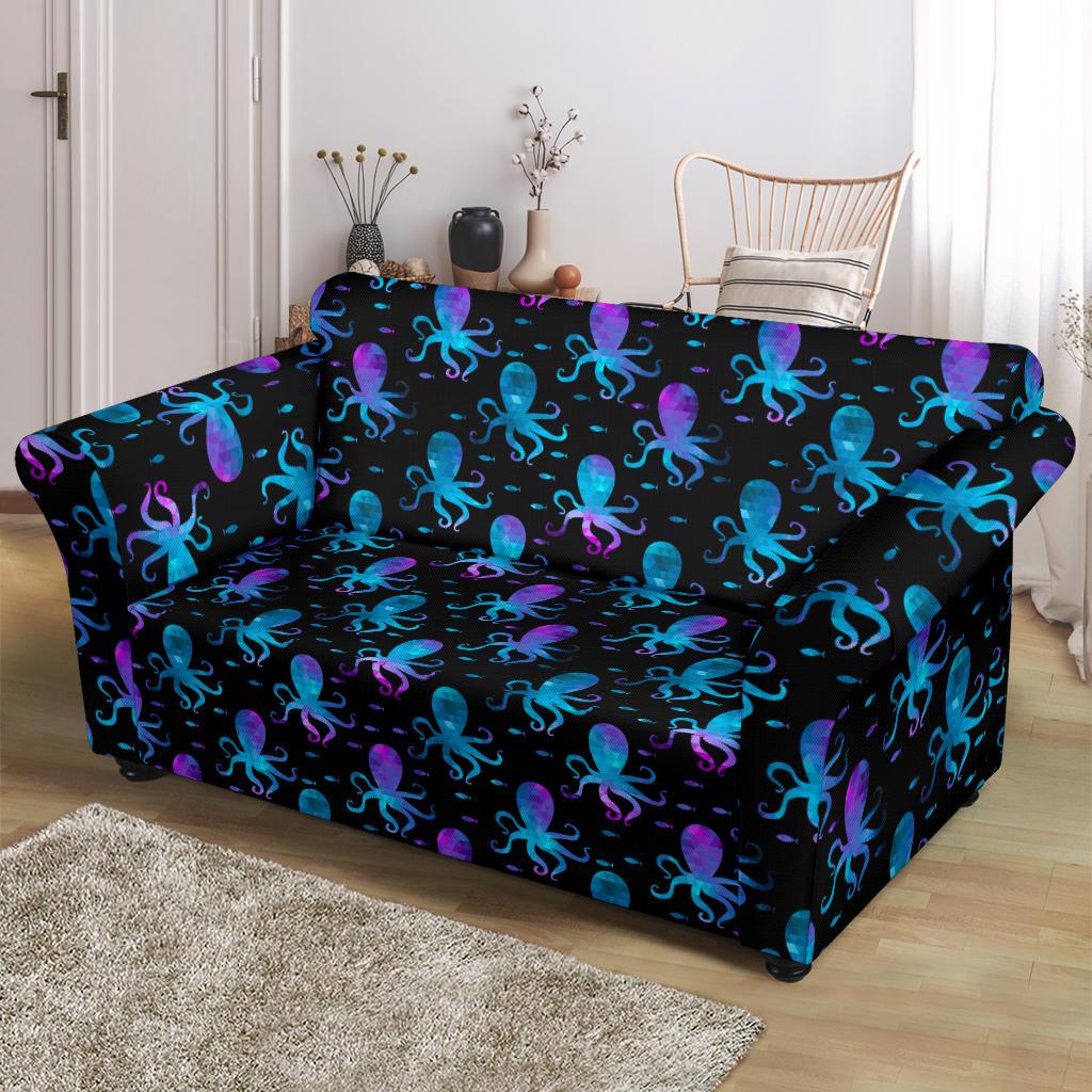 Octopus Blue Design Print Themed Loveseat Slipcover-JTAMIGO.COM