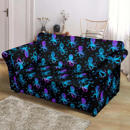 Octopus Blue Design Print Themed Loveseat Slipcover-JTAMIGO.COM