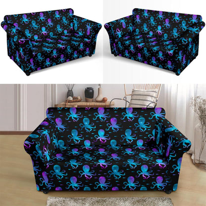 Octopus Blue Design Print Themed Loveseat Slipcover-JTAMIGO.COM