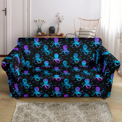 Octopus Blue Design Print Themed Loveseat Slipcover-JTAMIGO.COM