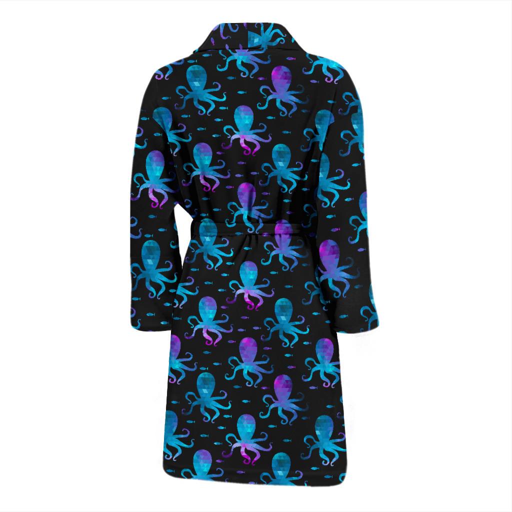 Octopus Blue Design Print Themed Men Bath Robe-JTAMIGO.COM