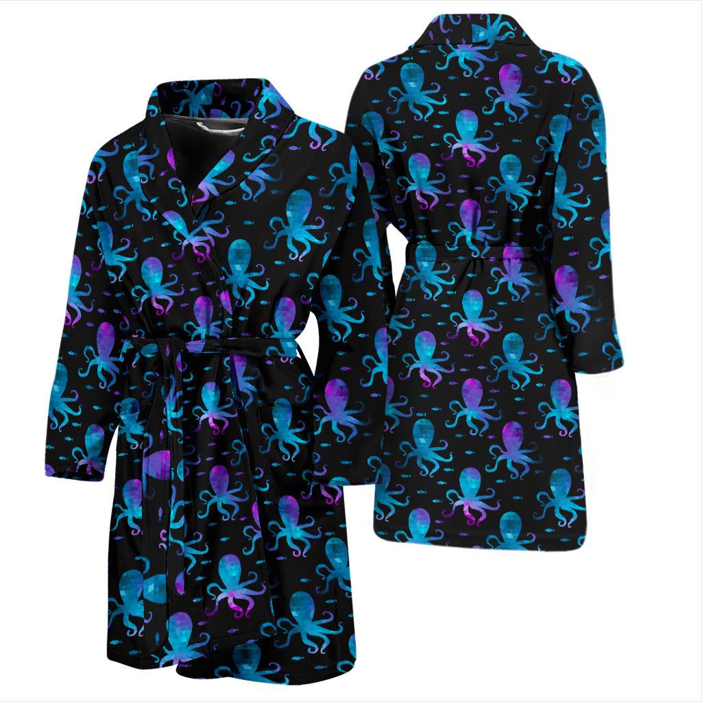 Octopus Blue Design Print Themed Men Bath Robe-JTAMIGO.COM
