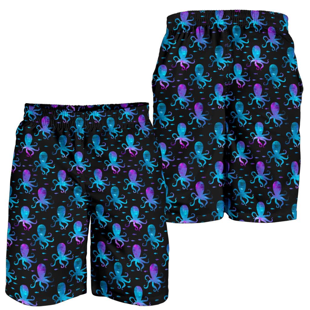 Octopus Blue Design Print Themed Mens Shorts-JTAMIGO.COM