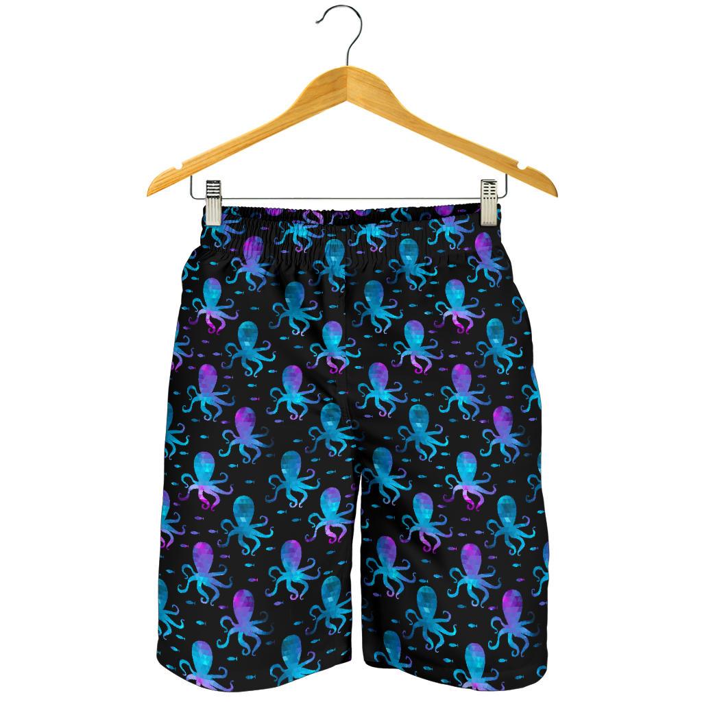 Octopus Blue Design Print Themed Mens Shorts-JTAMIGO.COM