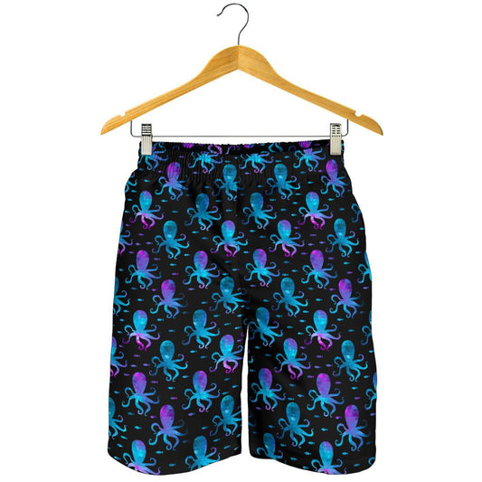 Octopus Blue Design Print Themed Mens Shorts-JTAMIGO.COM