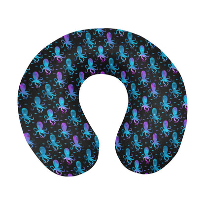 Octopus Blue Design Print Themed U-Shaped Travel Neck Pillow-JTAMIGO.COM