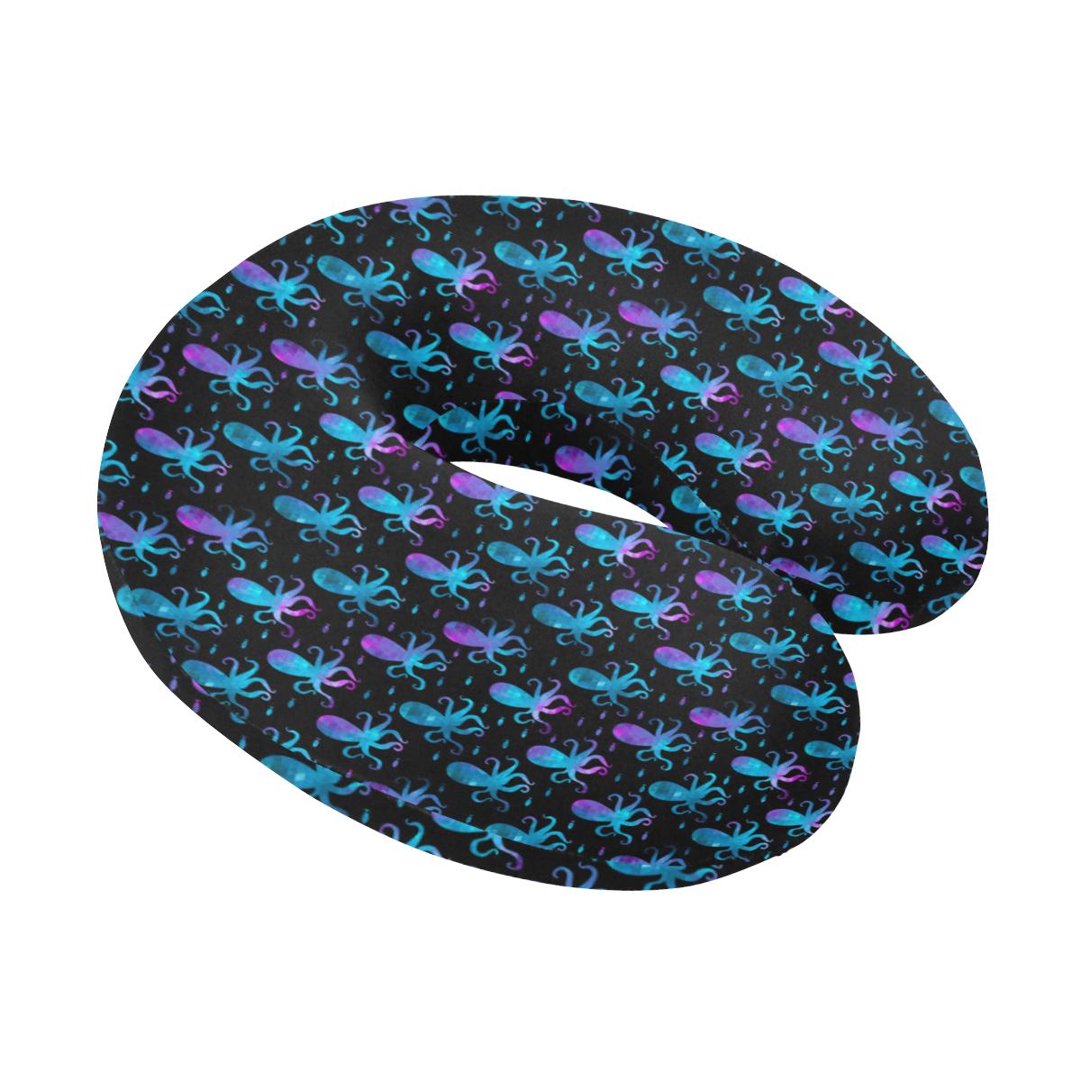 Octopus Blue Design Print Themed U-Shaped Travel Neck Pillow-JTAMIGO.COM