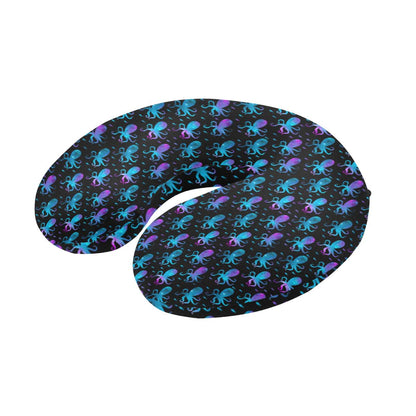 Octopus Blue Design Print Themed U-Shaped Travel Neck Pillow-JTAMIGO.COM