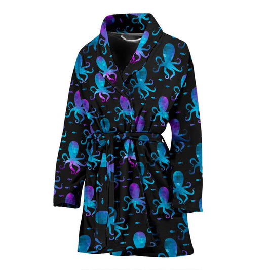 Octopus Blue Design Print Themed Women Bath Robe-JTAMIGO.COM
