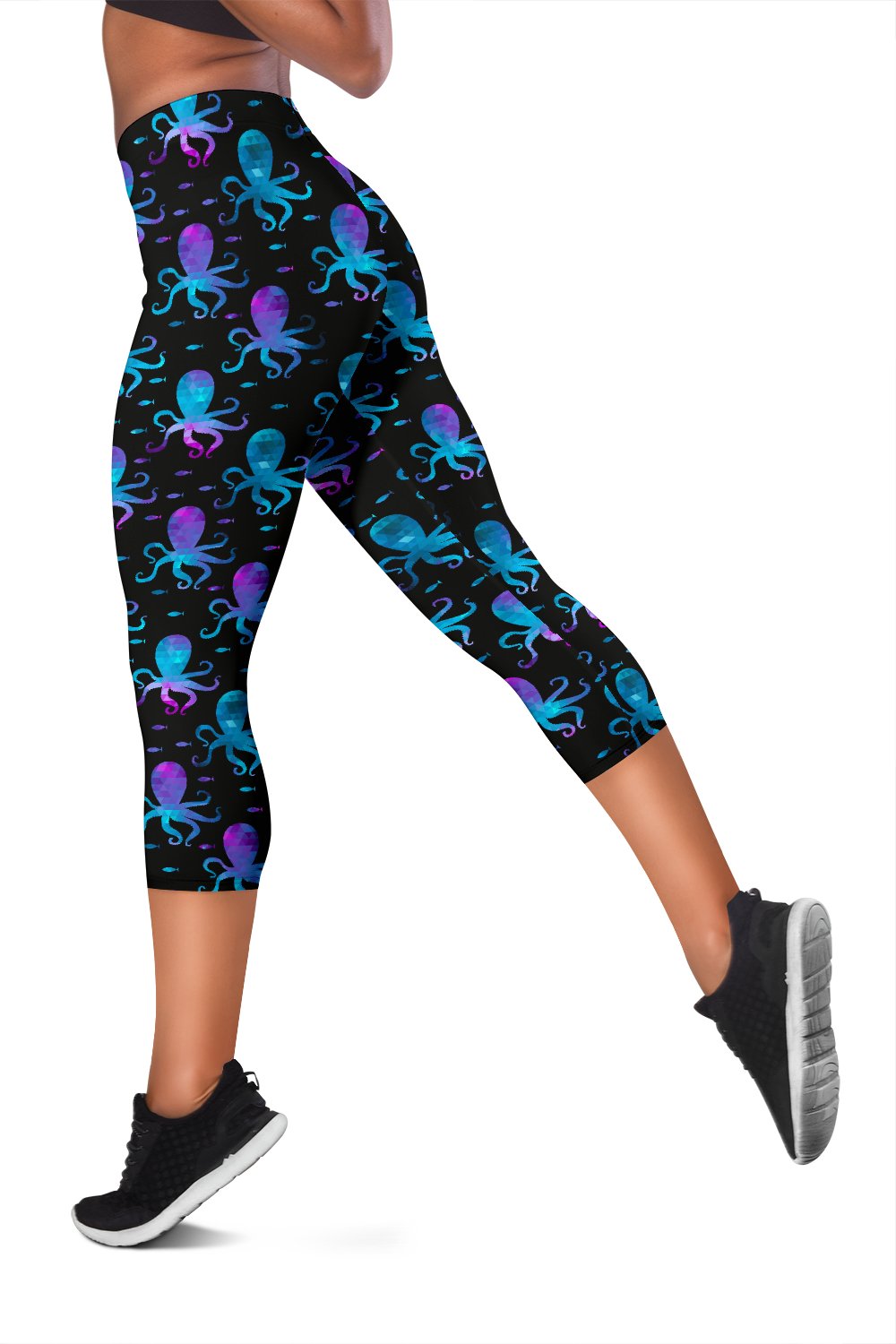 Octopus Blue Design Print Themed Women Capris
