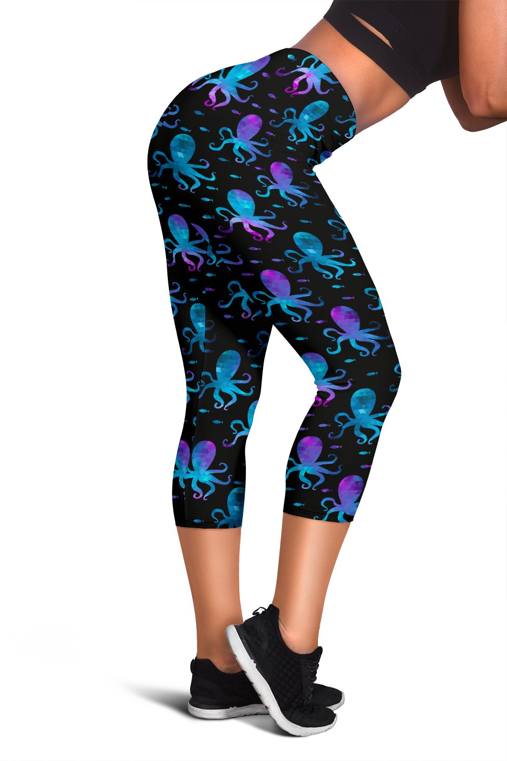 Octopus Blue Design Print Themed Women Capris
