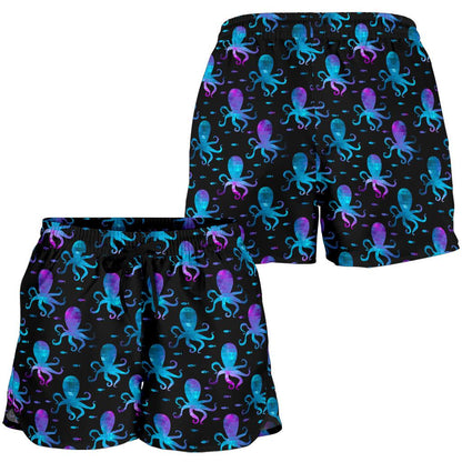 Octopus Blue Design Print Themed Women Shorts-JTAMIGO.COM
