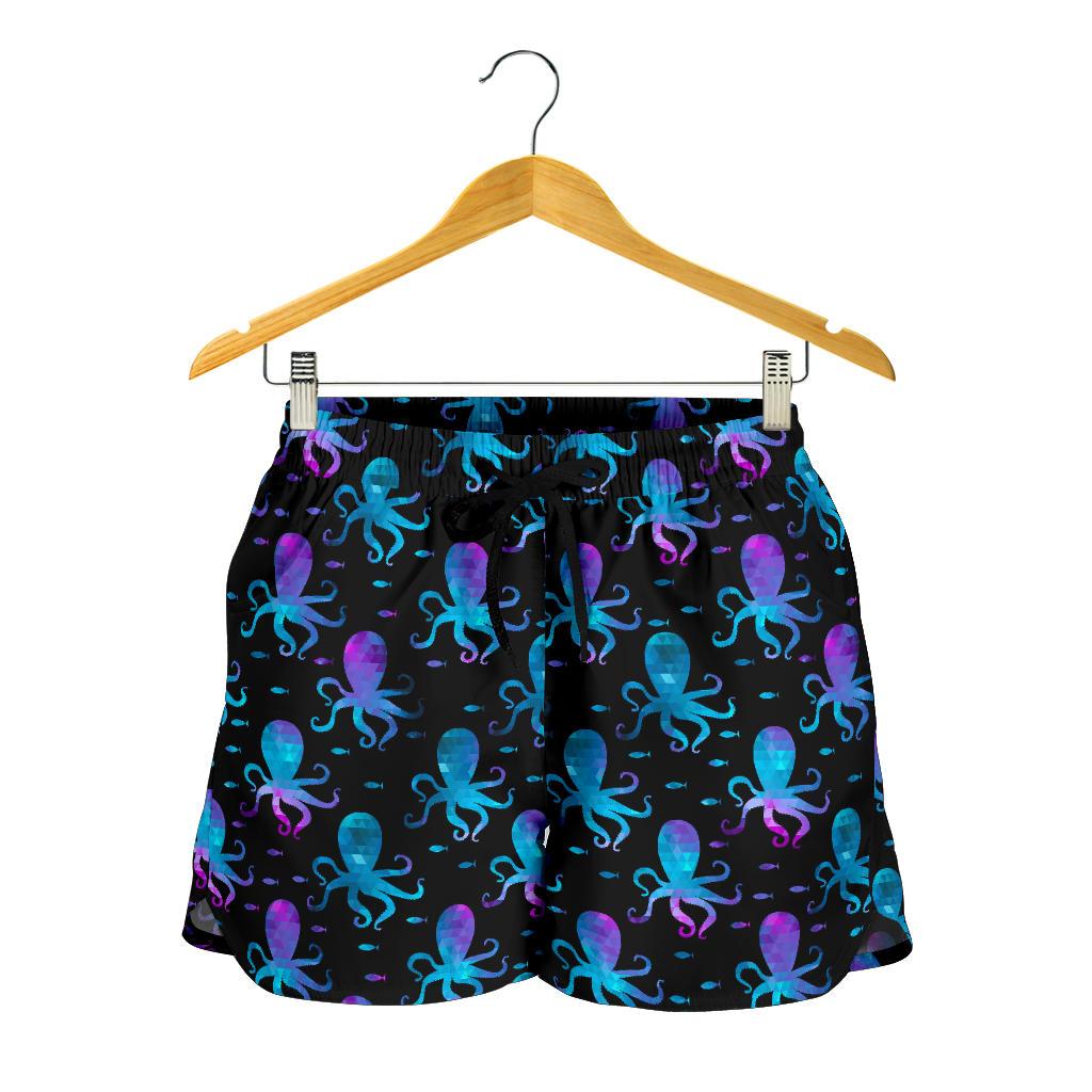 Octopus Blue Design Print Themed Women Shorts-JTAMIGO.COM