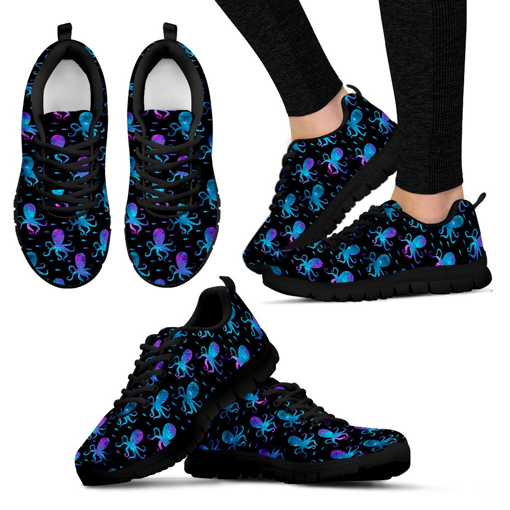 Octopus Blue Design Print Themed Women Sneakers Shoes