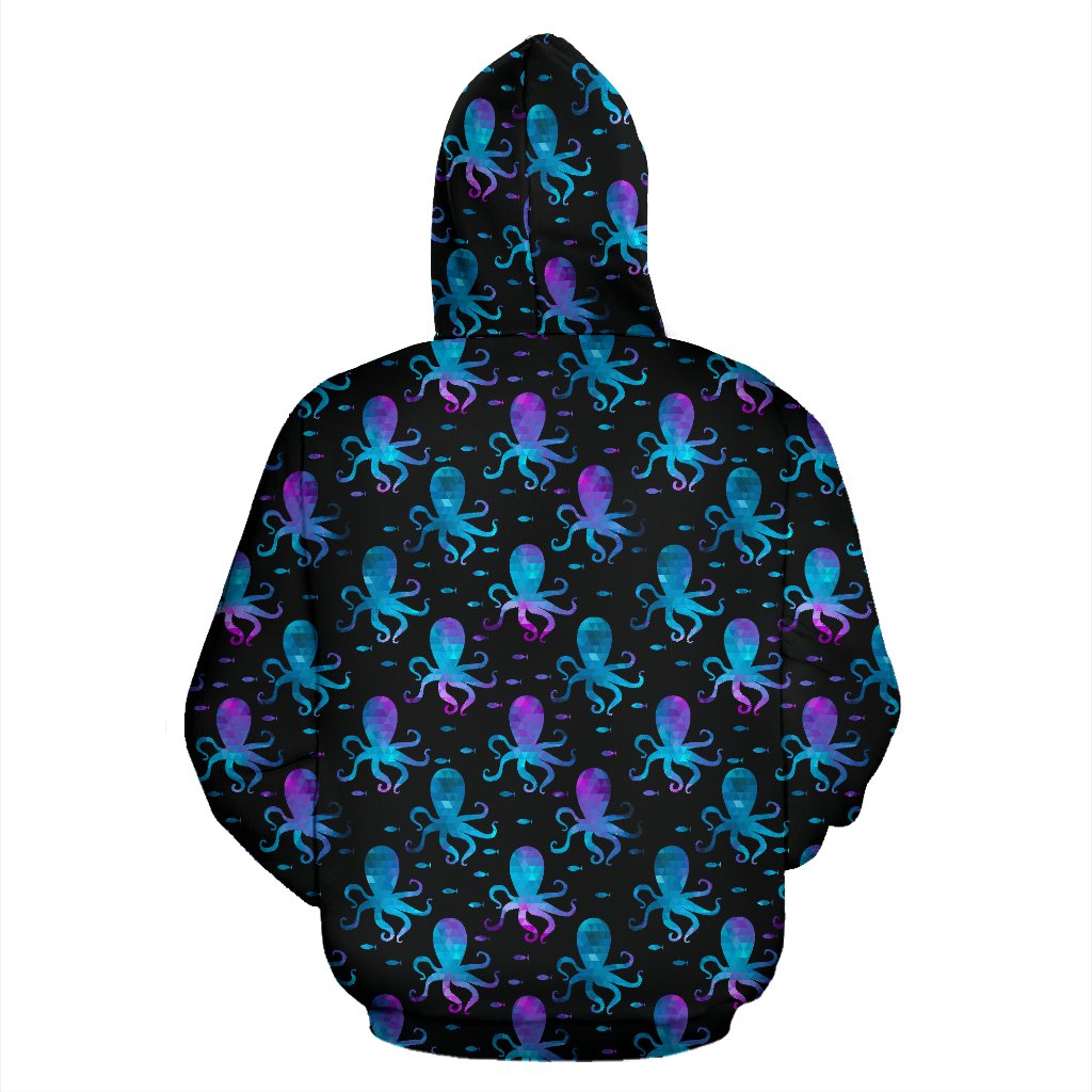 Octopus Blue Design Print Themed Zip Up Hoodie