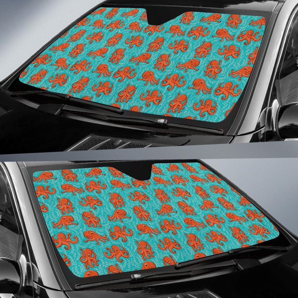Octopus Cartoon Design Print Themed Car Sun Shade For Windshield