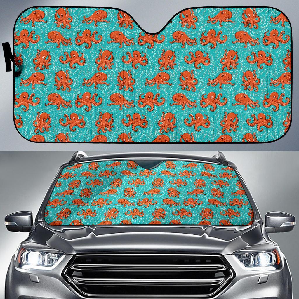 Octopus Cartoon Design Print Themed Car Sun Shade For Windshield