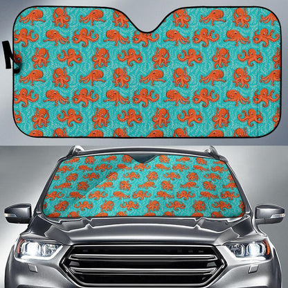 Octopus Cartoon Design Print Themed Car Sun Shade For Windshield