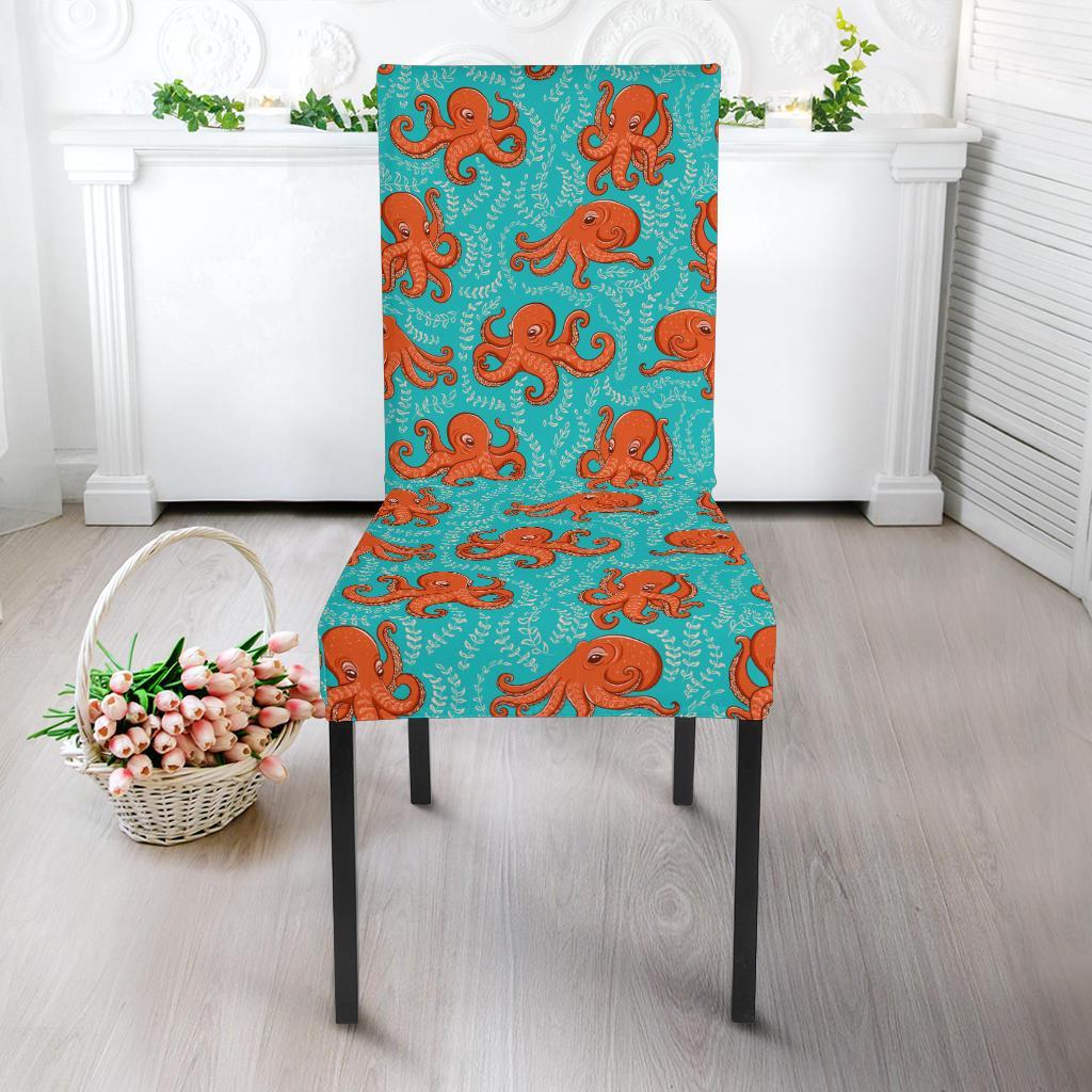 Octopus Cartoon Design Print Themed Dining Chair Slipcover-JTAMIGO.COM