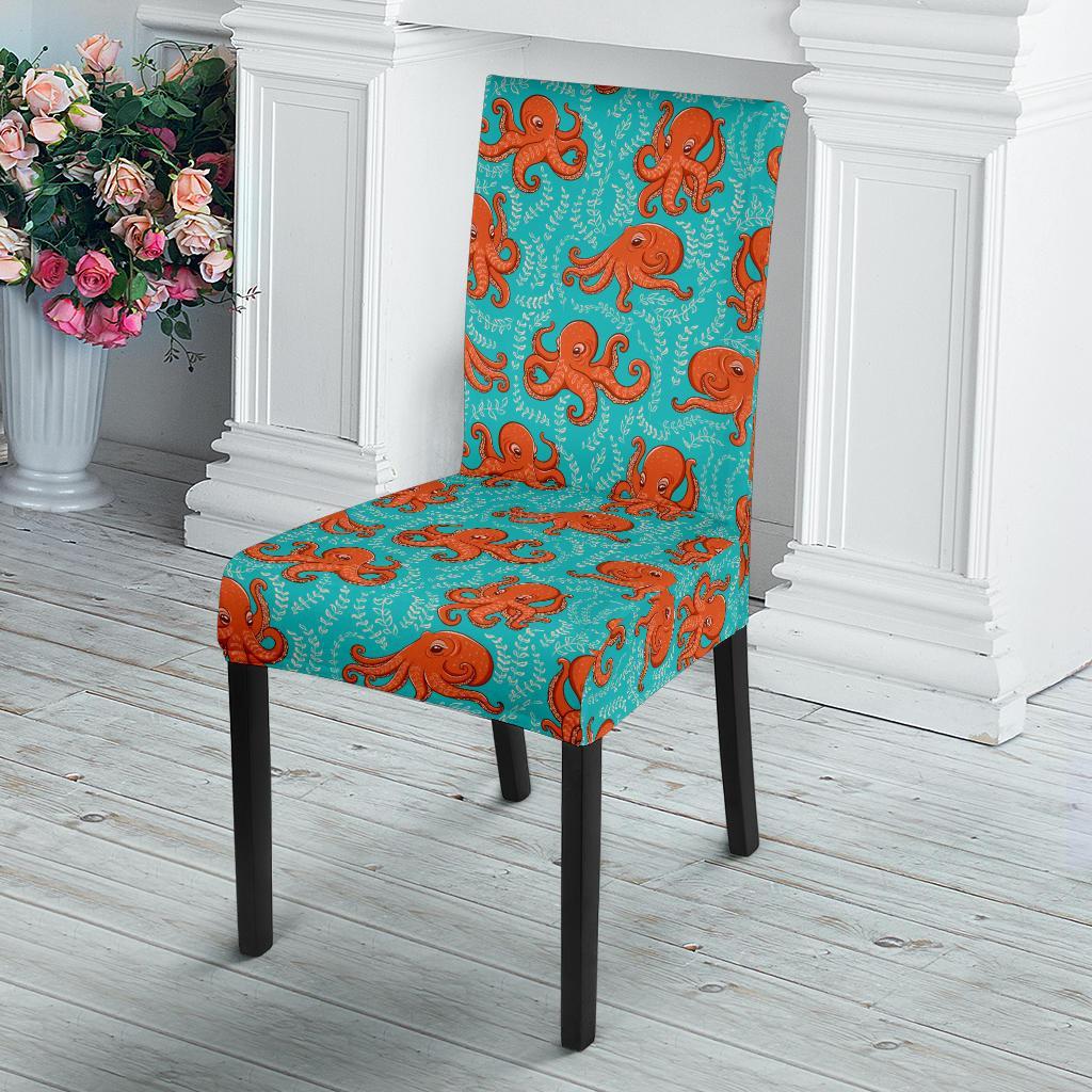 Octopus Cartoon Design Print Themed Dining Chair Slipcover-JTAMIGO.COM
