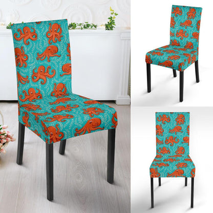 Octopus Cartoon Design Print Themed Dining Chair Slipcover-JTAMIGO.COM