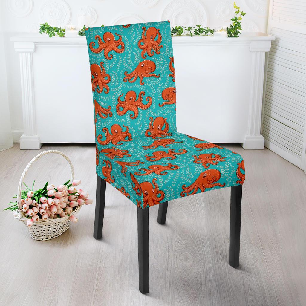 Octopus Cartoon Design Print Themed Dining Chair Slipcover-JTAMIGO.COM