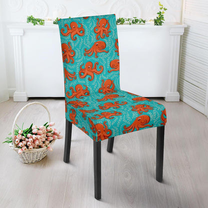 Octopus Cartoon Design Print Themed Dining Chair Slipcover-JTAMIGO.COM