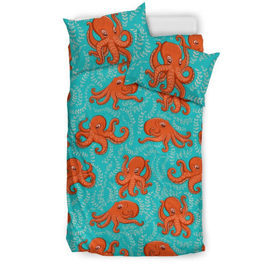 Octopus Cartoon Design Print Themed Duvet Cover Bedding Set